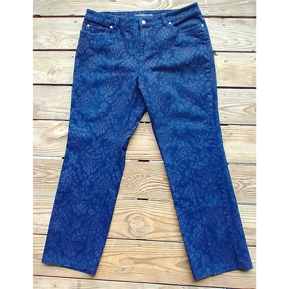 Croft & Barrow Printed Blue Jeans - Picture 1 of 6